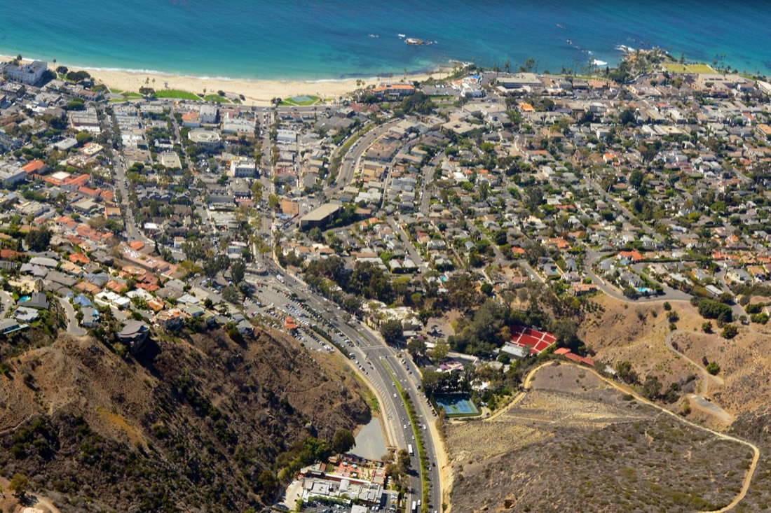 Coastal neighborhoods above Laguna Beach in Orange County
