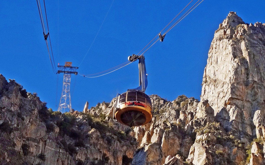 The Palm Springs Aerial Tramway in the desert mountains